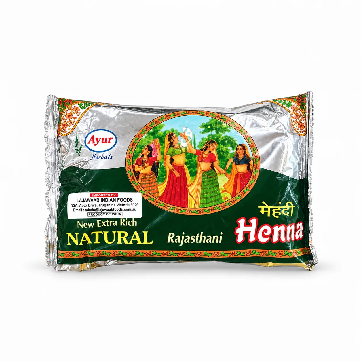 Ayur - Herbals Henna Natural Mehandi Powder Rajasthani | 200g