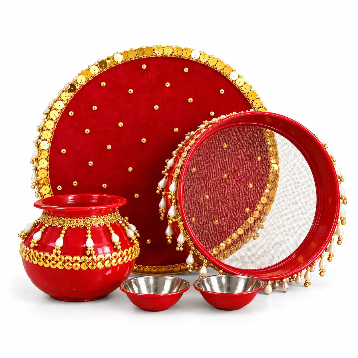 Maira's Kitchen - Karwa Chauth Puja Set 003 Decorative Red | 1 Pack
