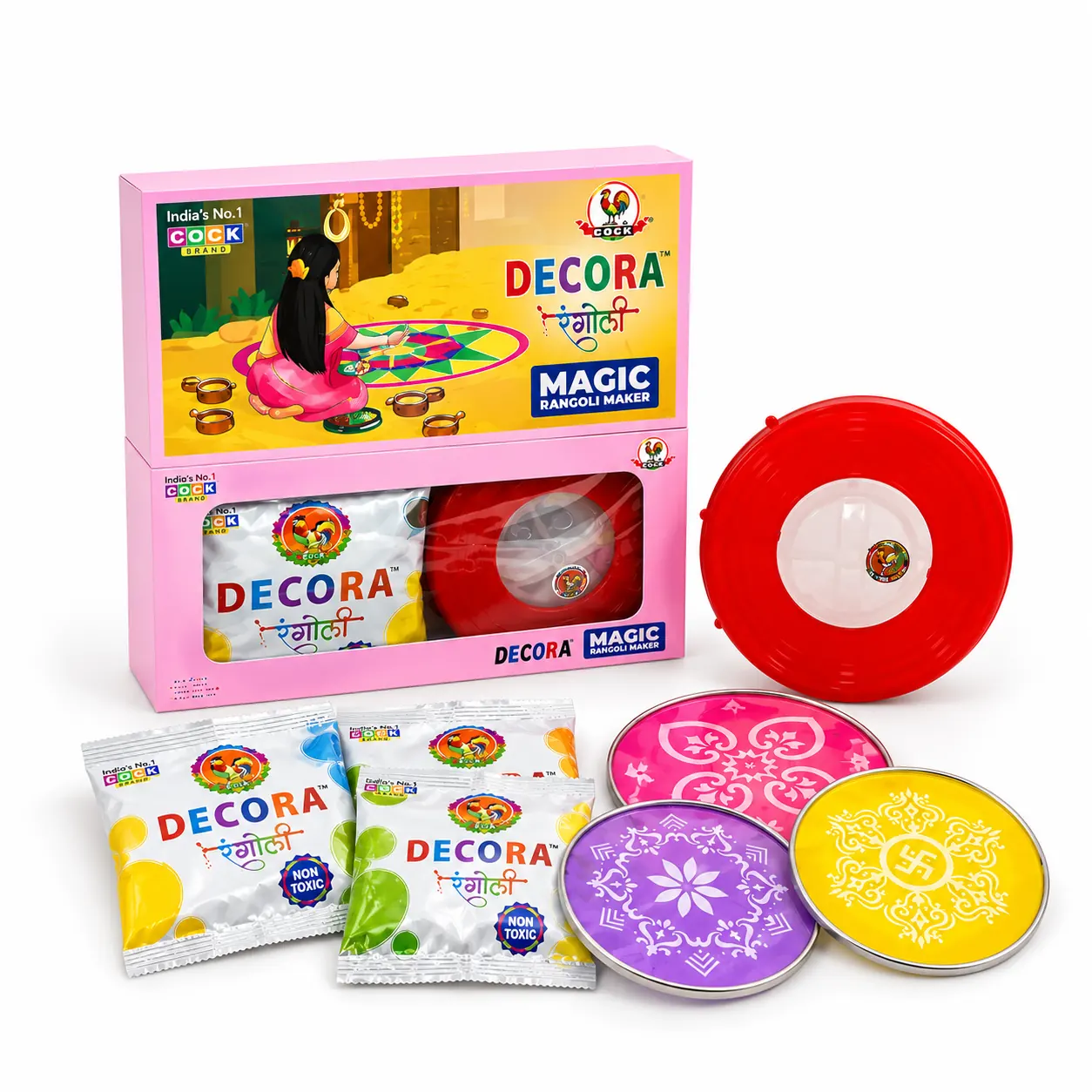 Decora - Magic Rangoli Maker Assorted Colors Stencils | 1 Pack