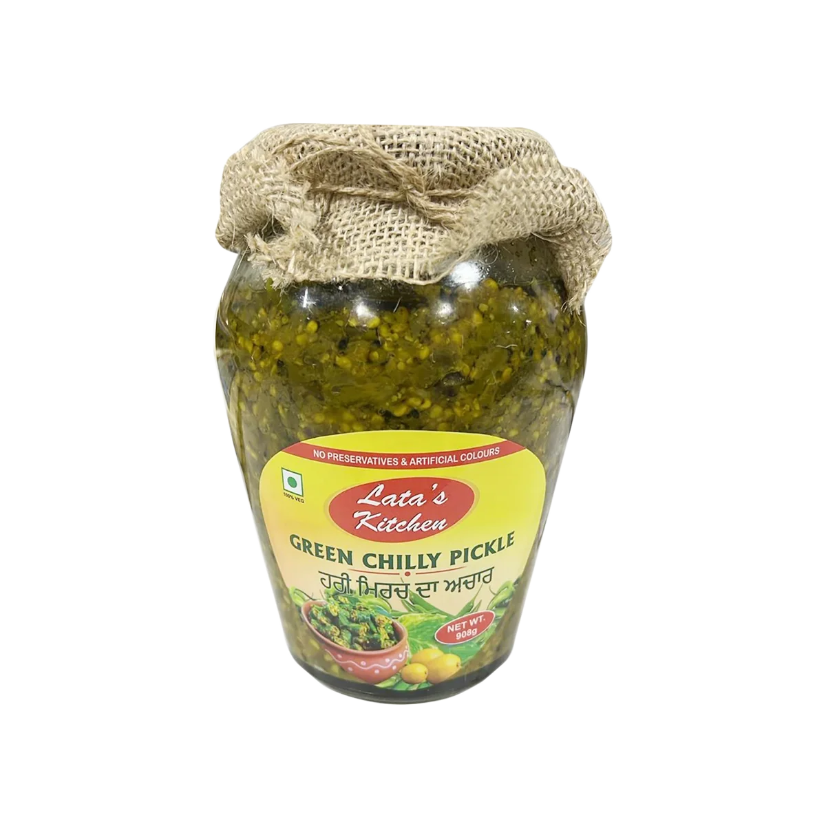 Lata's Kitchen - Green Chilli Pickle | 908g