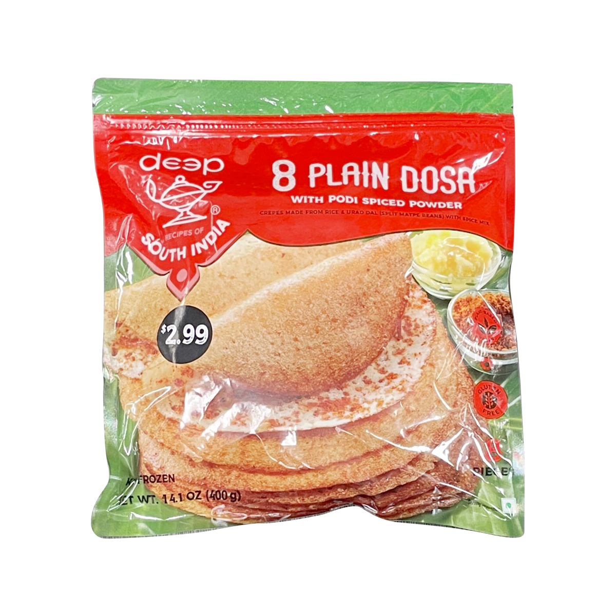Deep - Plain Dosa (With Podi Spiced Powder) | 8 Pcs