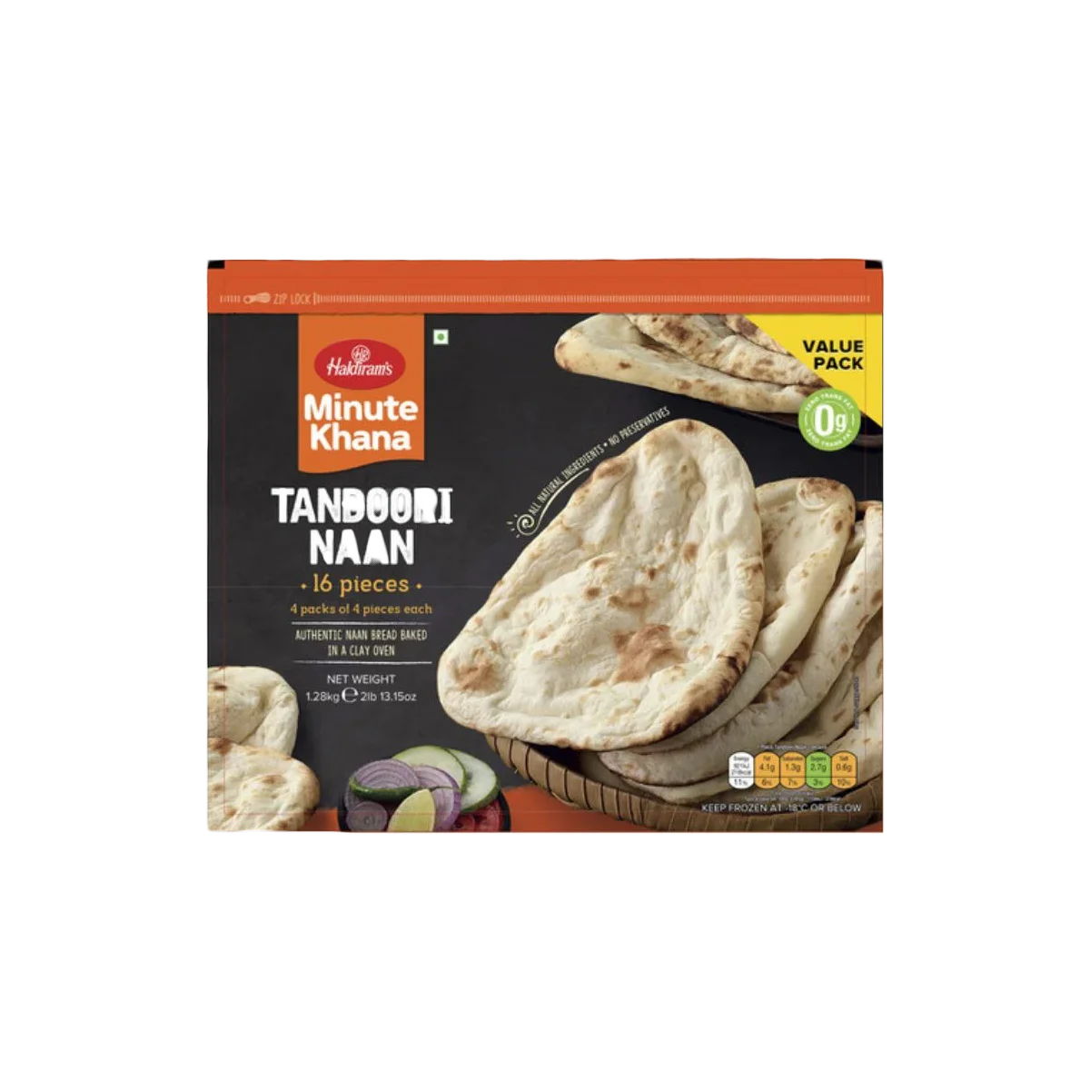 Haldiram's - Tandoori Plain Naan 1.28kg | 16 Pcs