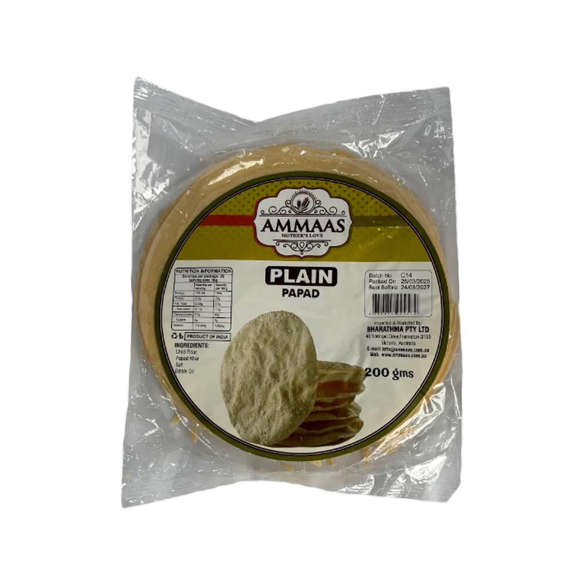 Ammaas - Papad Plain | 200g