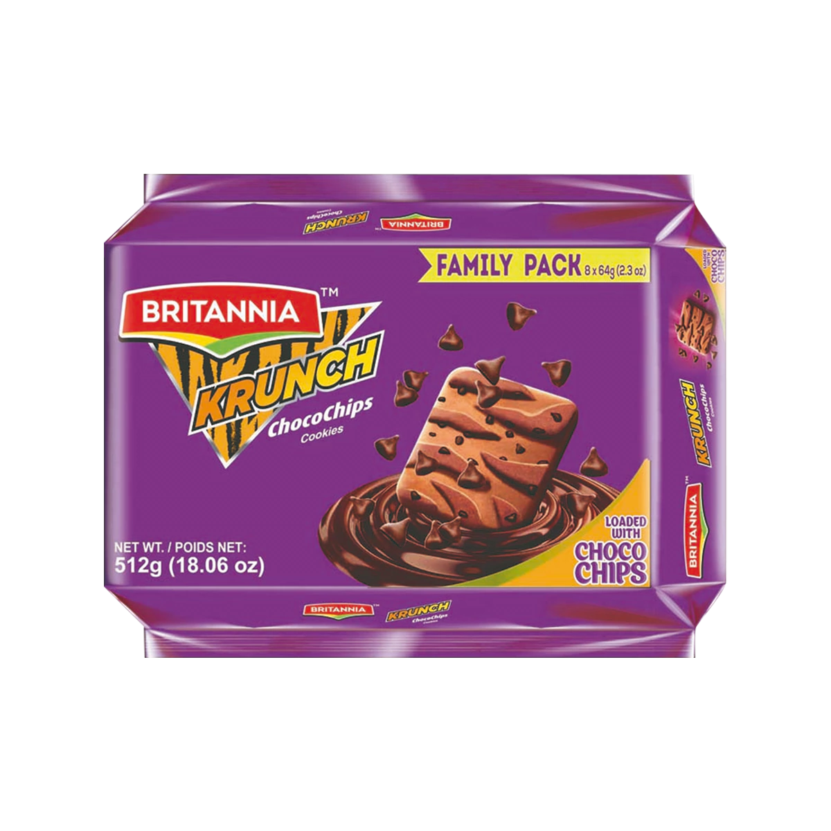 Britannia - Krunch Chocochips Cookies Biscuits 8x64g Family Pack | 512g