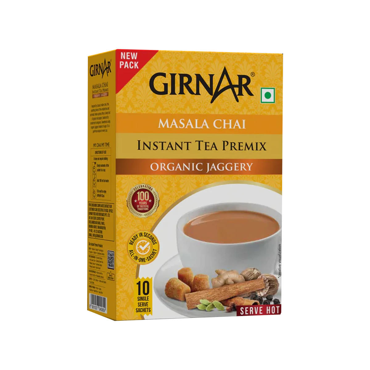 Girnar - Instant Chai Premix Masala & Jaggery 140g | 10 Pack