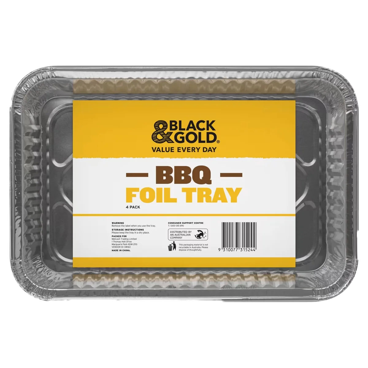 Black & Gold - BBQ Foil Tray | 4 Pack
