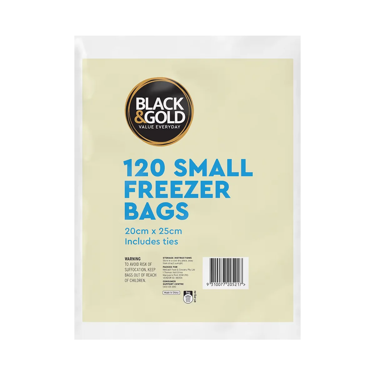 Black & Gold - Freezer Bags Small | 120 Pack