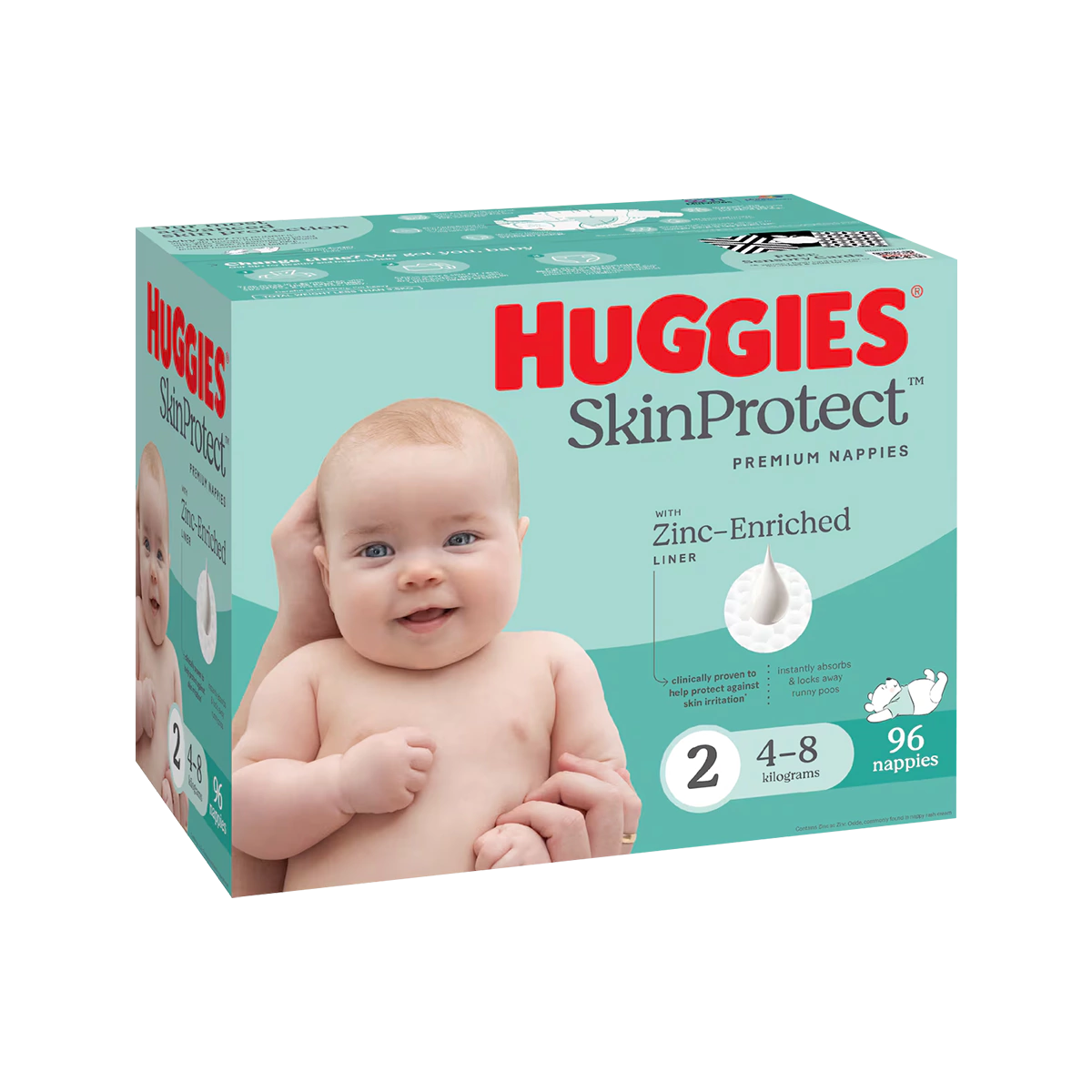 Huggies - Nappies Newborn Skin Protection Size 2 Jumbo | 96 Pack