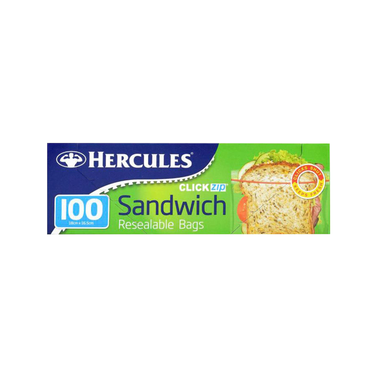 Hercules -  Clickzip Resealable Sandwich Bags | 100 Pack