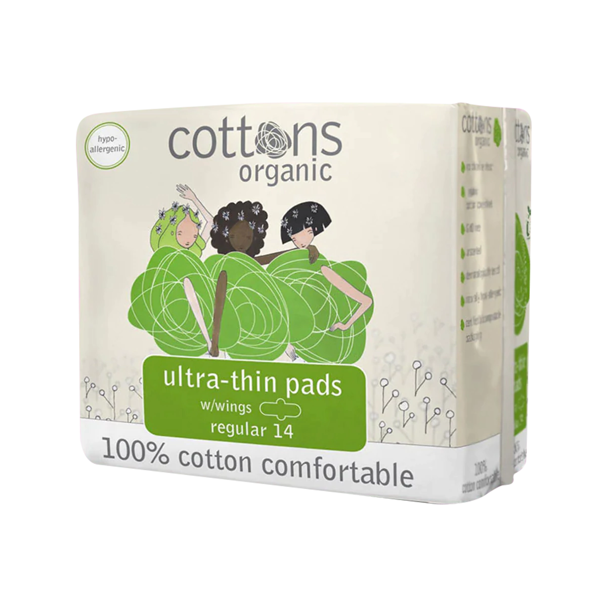 Cottons Organic - Ultra Thin Regular Sanitary Pads | 14 Pack