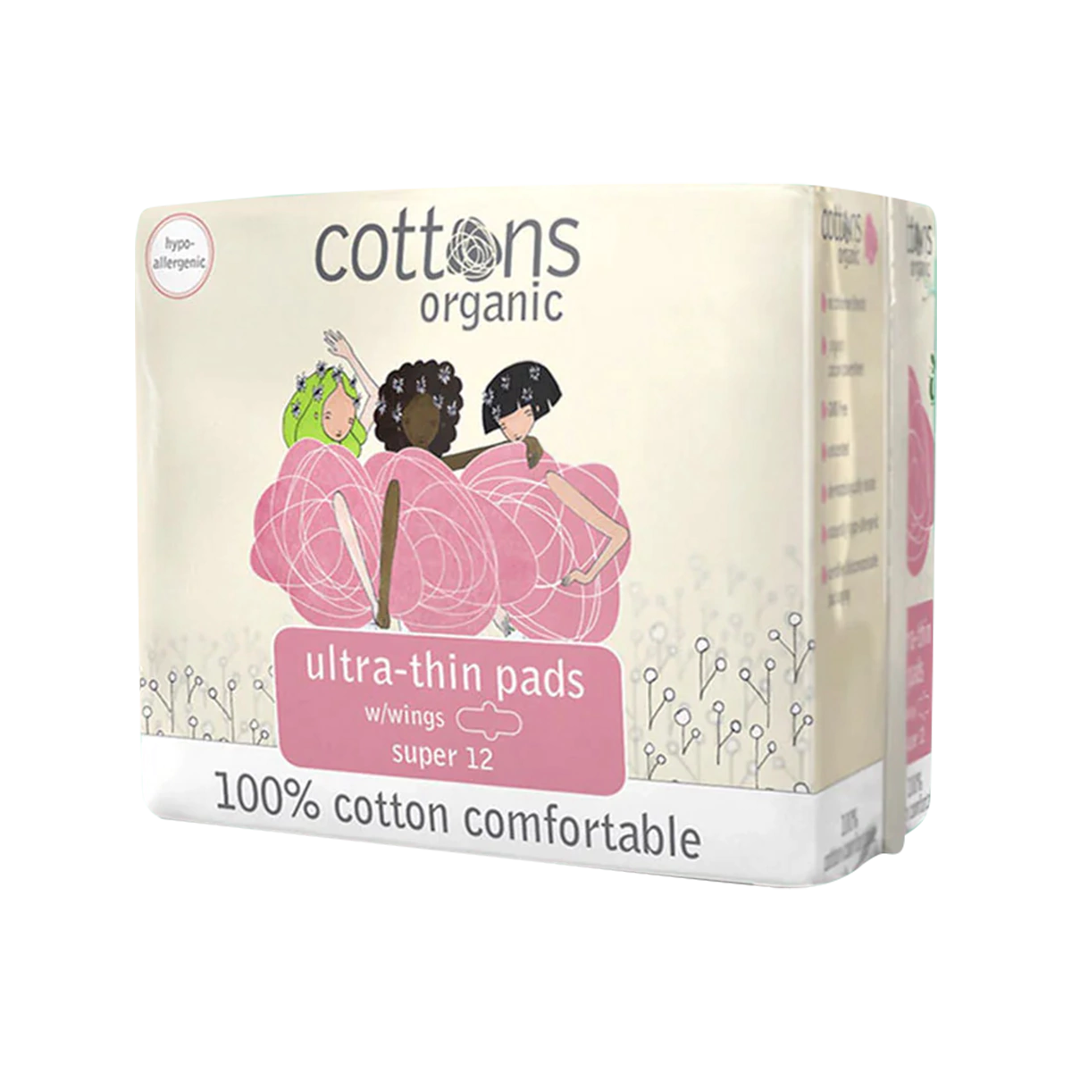 Cottons Organic - Ultra Thin Super Sanitary Pads | 12 Pack