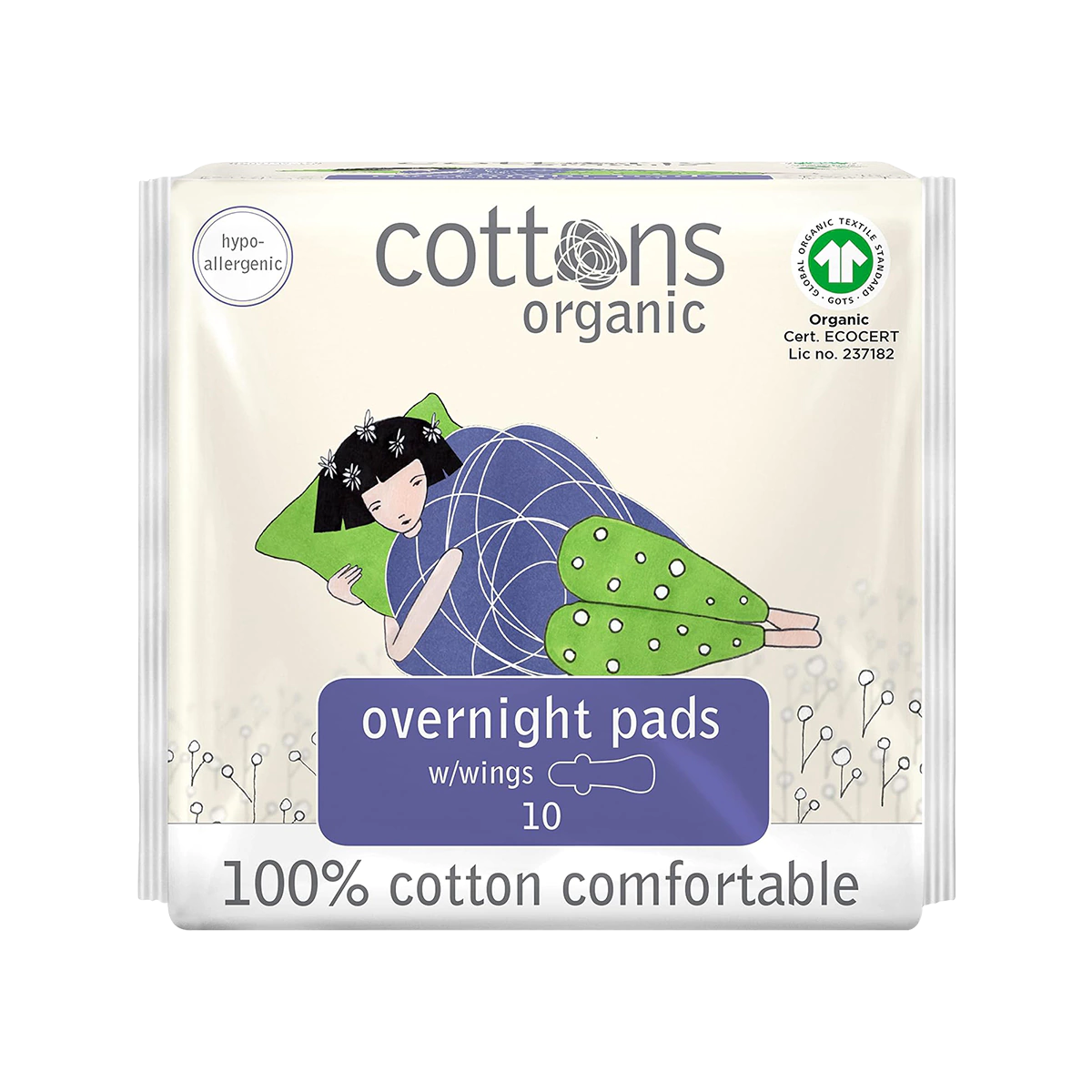 Cottons Organic - Overnight Sanitary Pads | 10 Pack