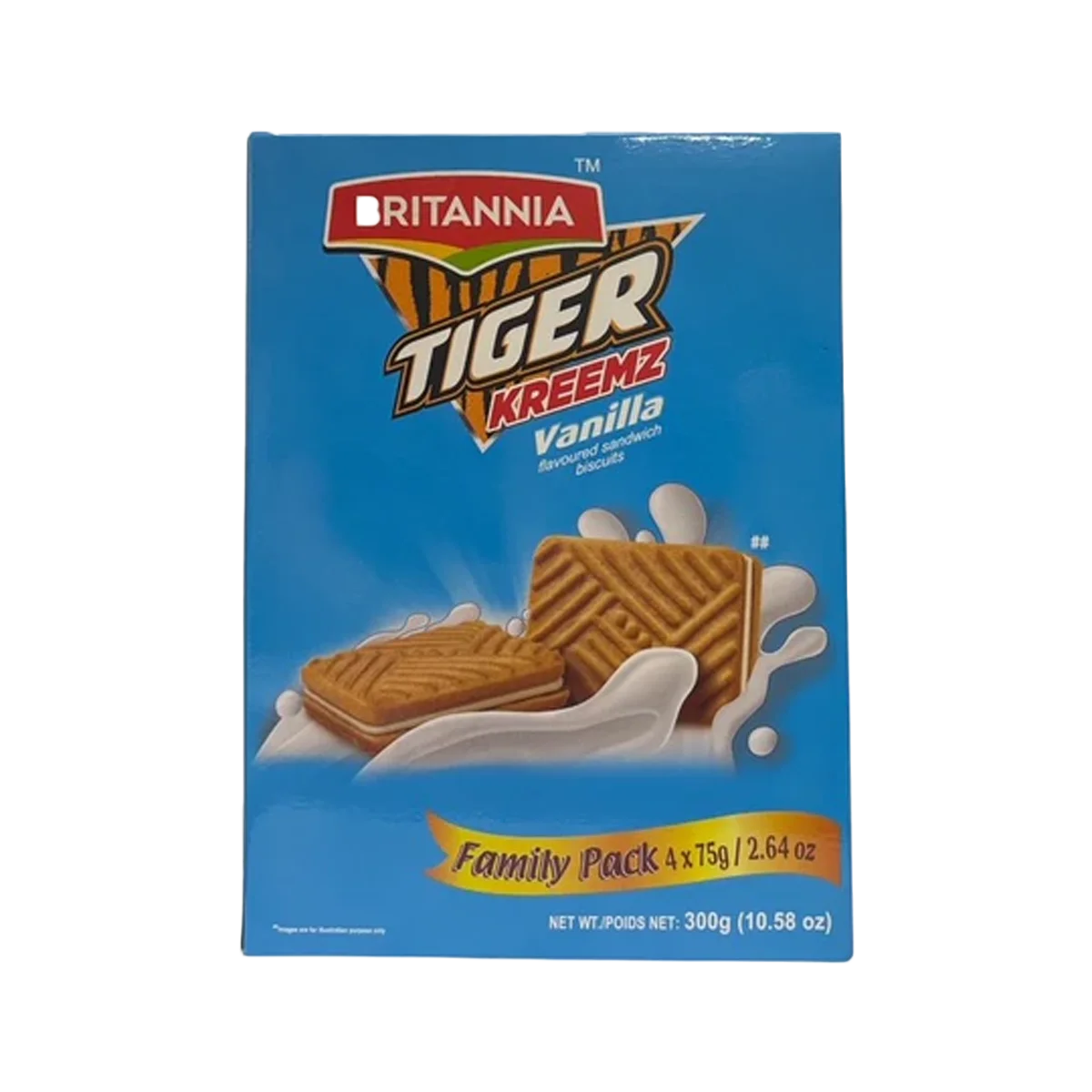 Britannia - Kreemz Vanilla Tiger Biscuits 75gx4 Value Pack | 300g