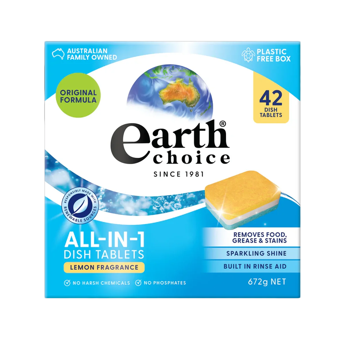 Earth Choice - Lemon Fragrance All in One Dishwasher Tablets | 42 Pack