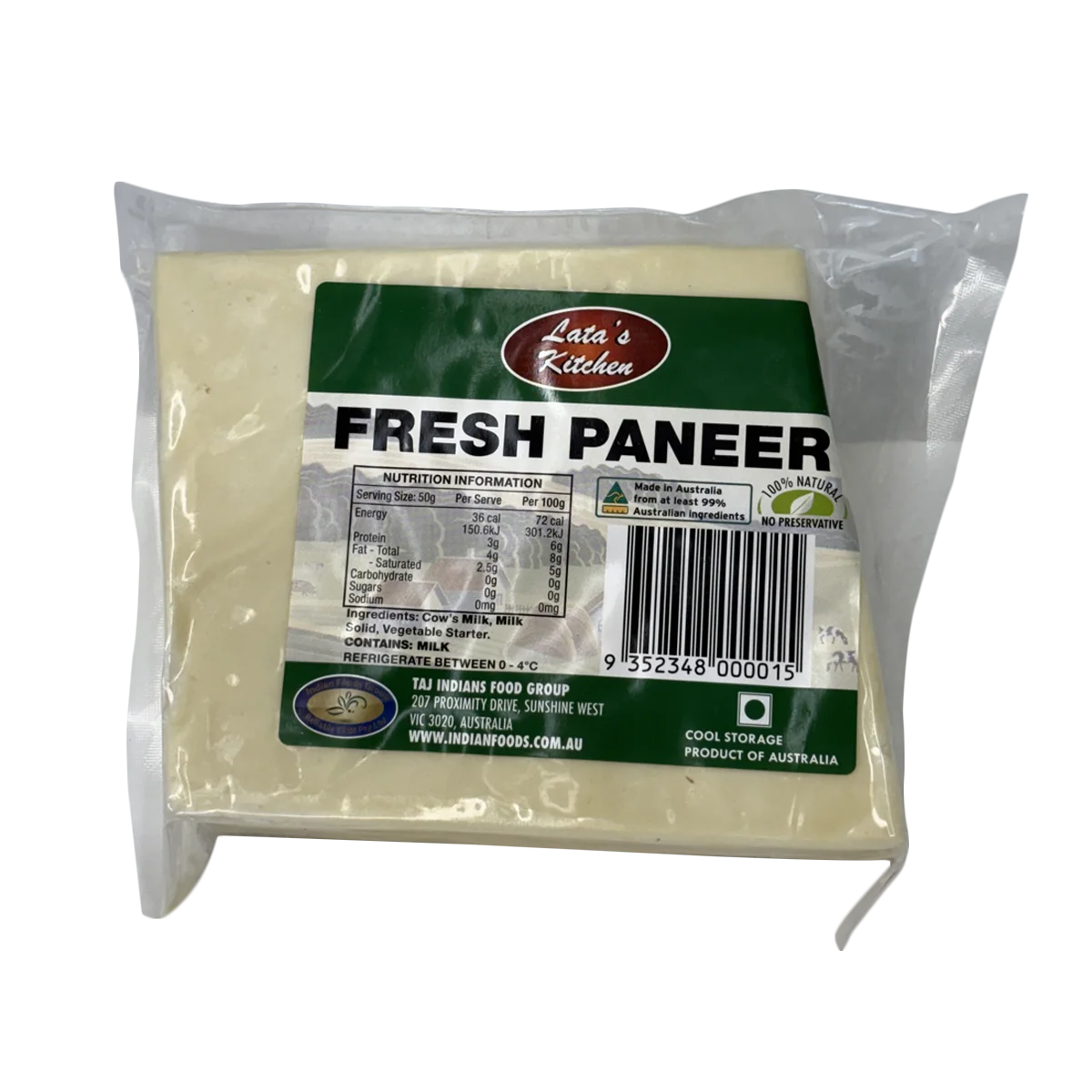Lata’s Kitchen - Paneer Cottage Cheese (approx 400g to 450g) | 1 Each