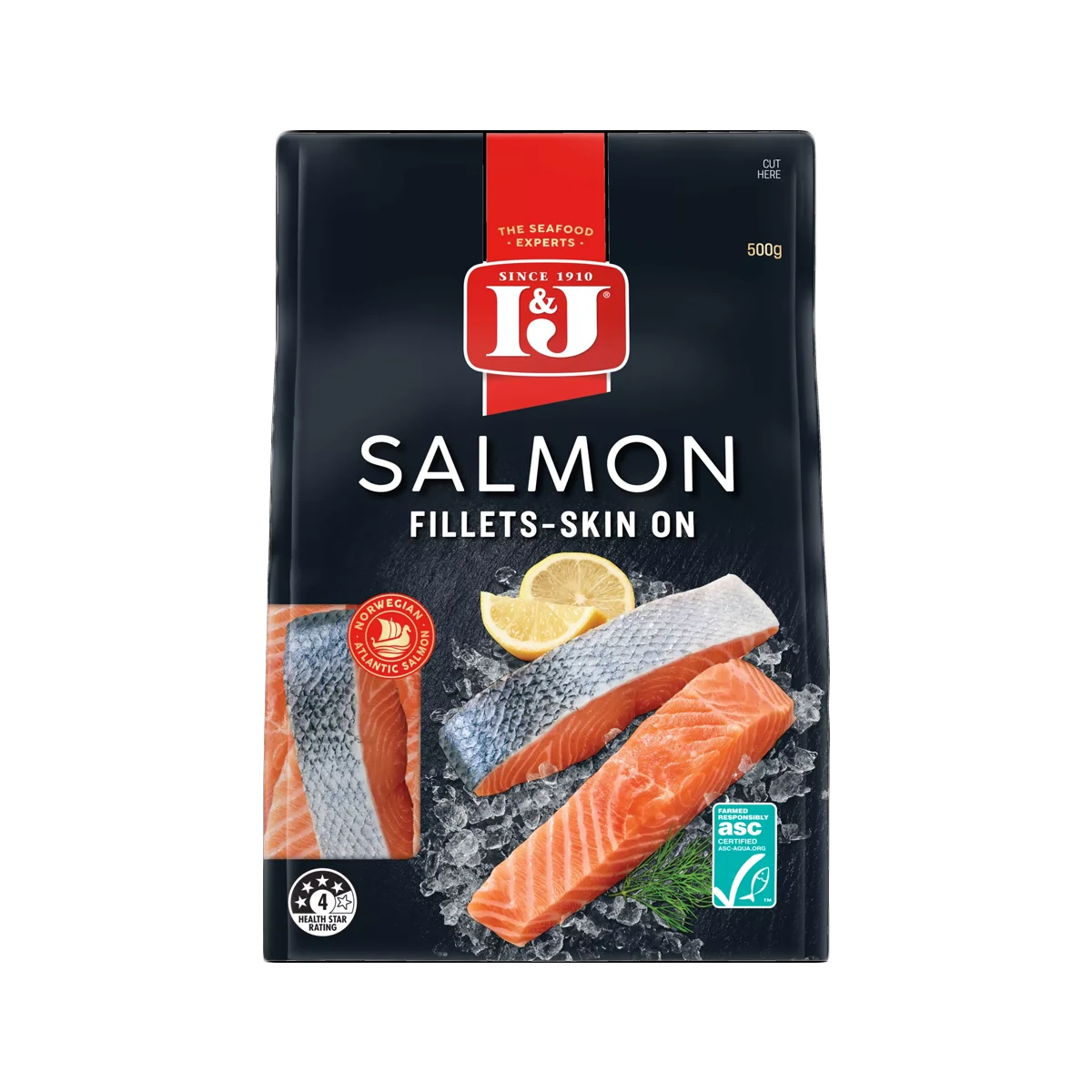 I&J - Frozen Salmon Fillets Skin On | 500g