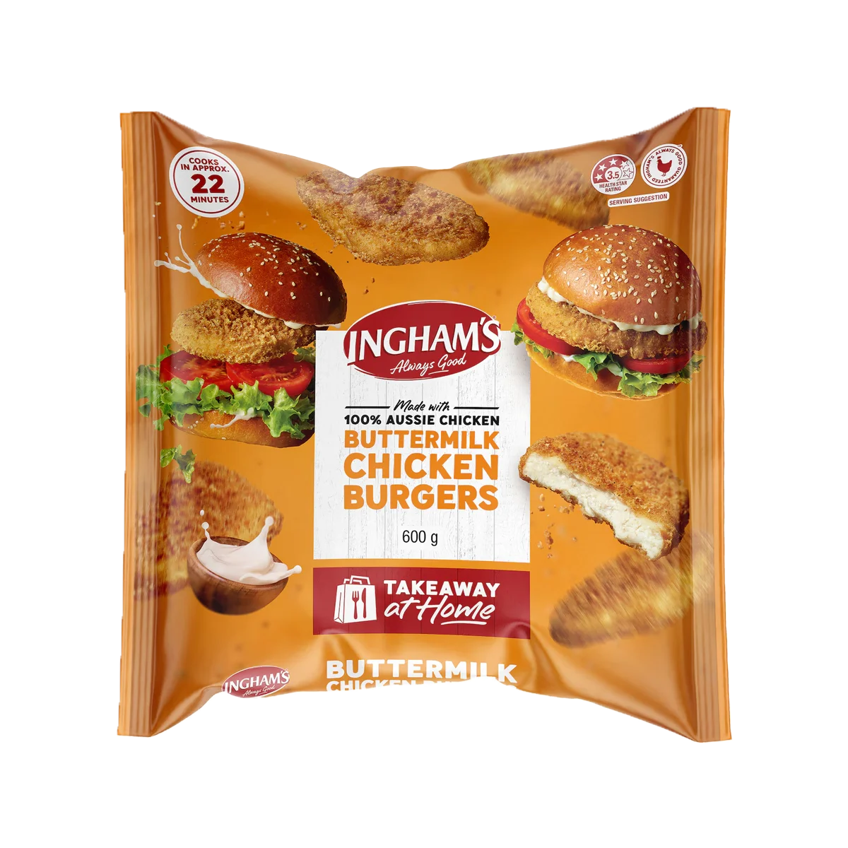 Ingham - Buttermilk Chicken Burgers Original | 600g