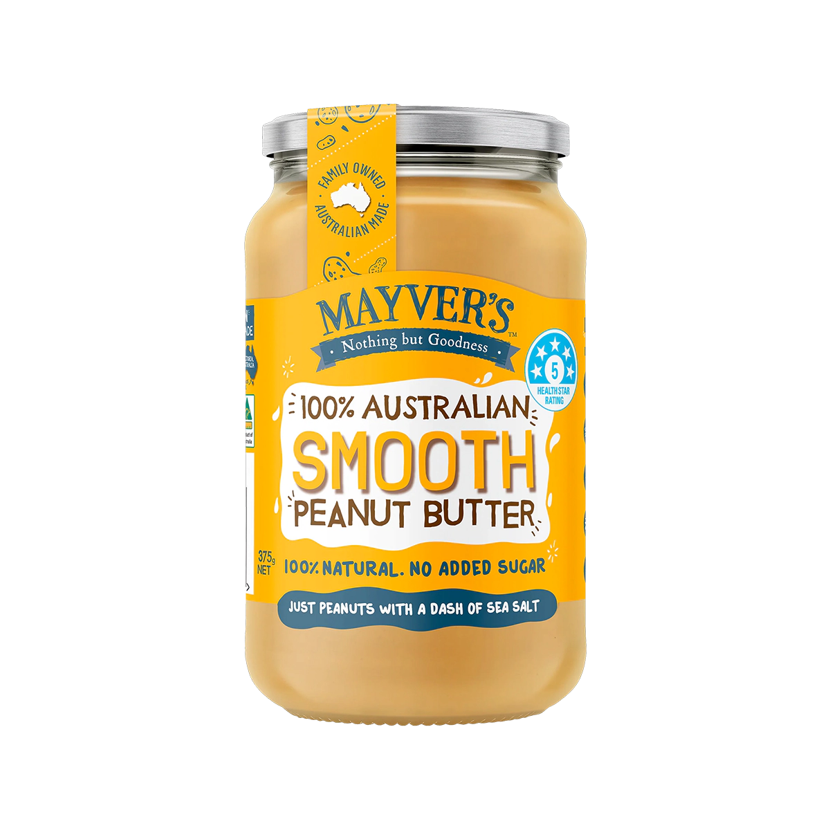Mayvers - Smooth Natural Peanut Butter | 375g