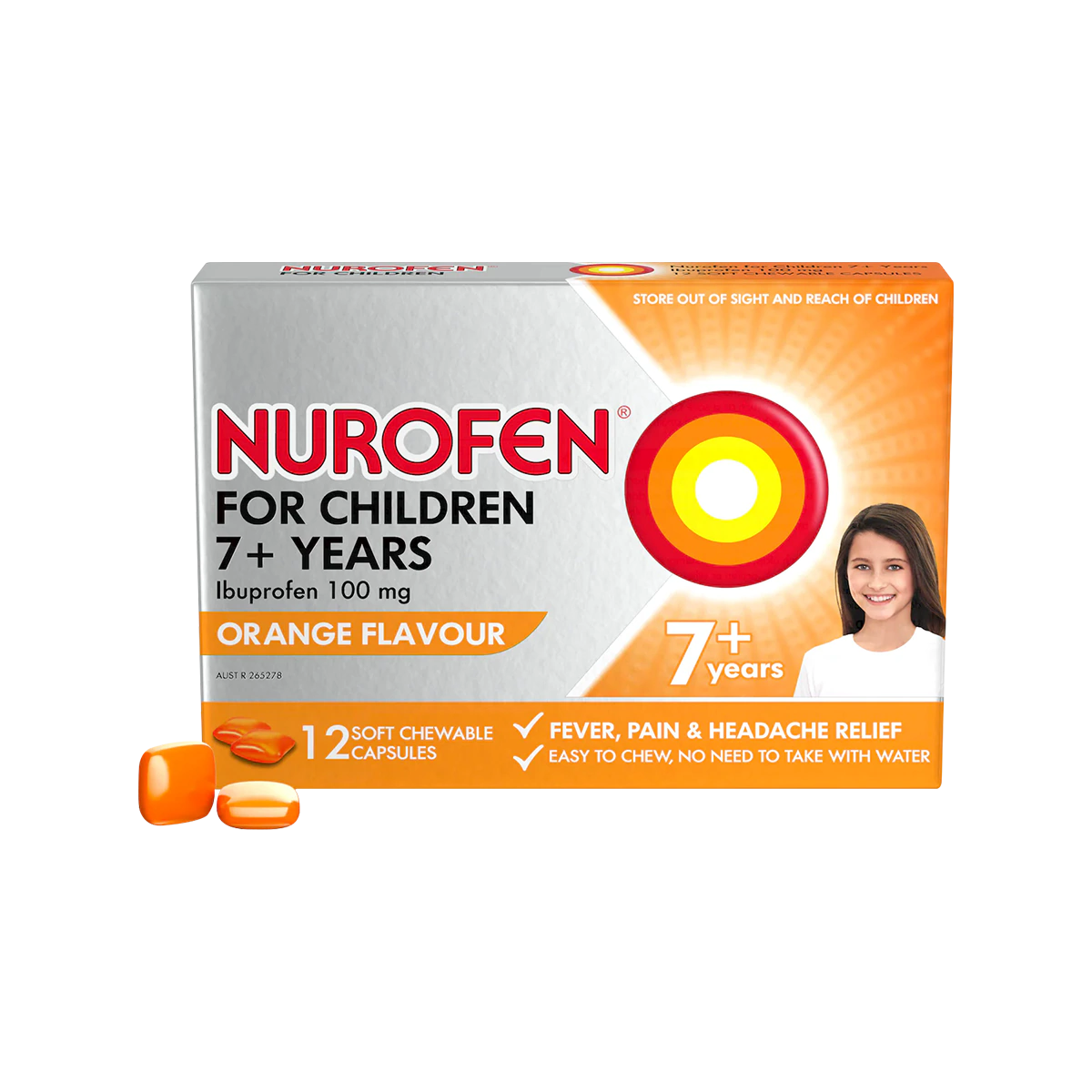 Nurofen - For Children 7+ Pain and Fever Relief 100mg Chewable Tablets | 12 Pack