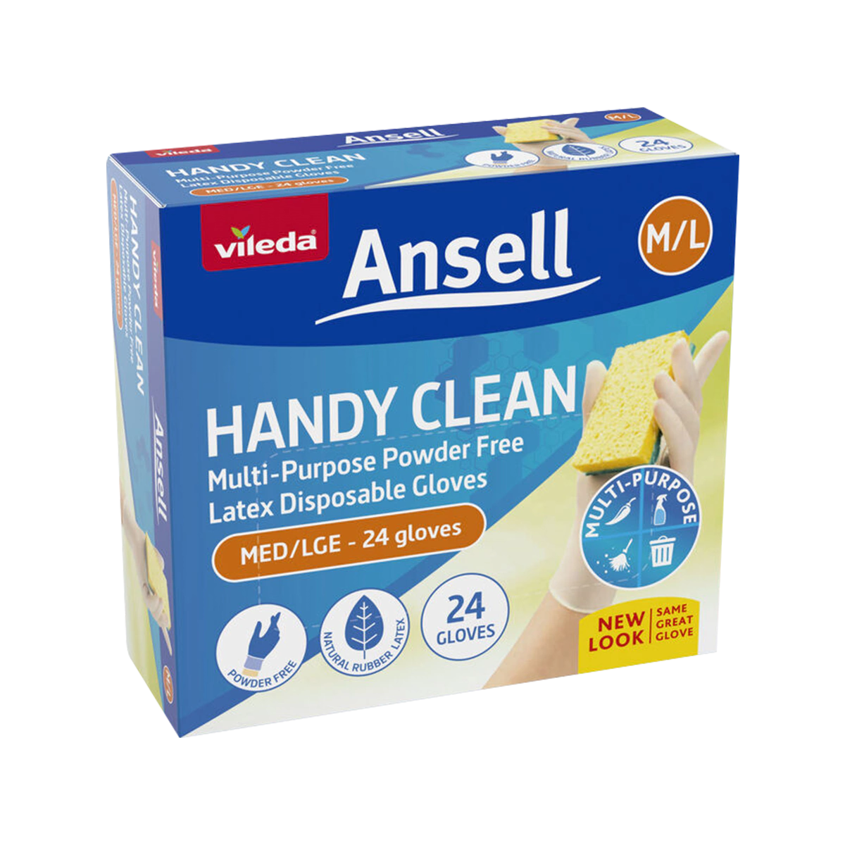Vileda Ansell - Handy Clean Latex Gloves | 24 Pack