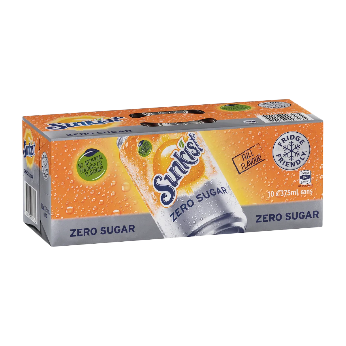 Sunkist - Zero Sugar Orange Soft Drink Cans 10x375ml | 10 Pack