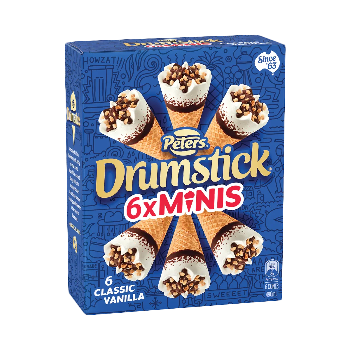 Peters - Drumstick Minis Classic Vanilla Cones 6 Pack | 490ml