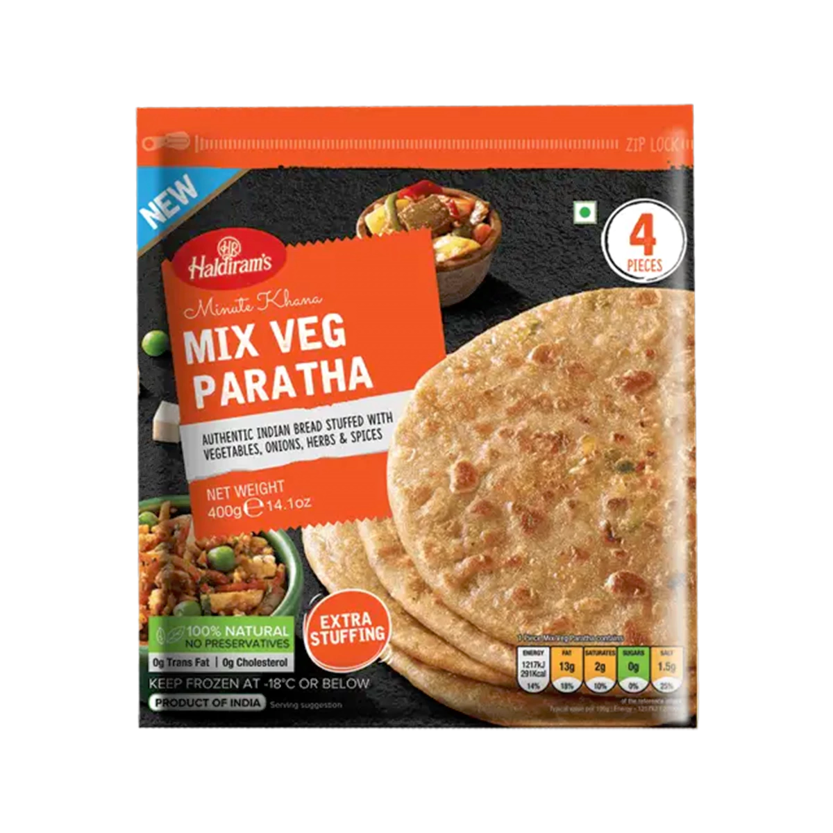 Haldiram's - Mix Veg Paratha 4Pcs | 400g