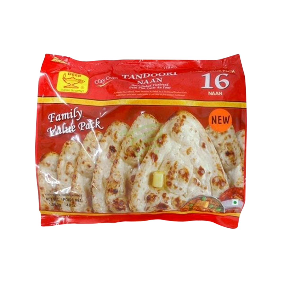 Deep - Tandoori Plain Naan (Family Pack) | 16 Pcs