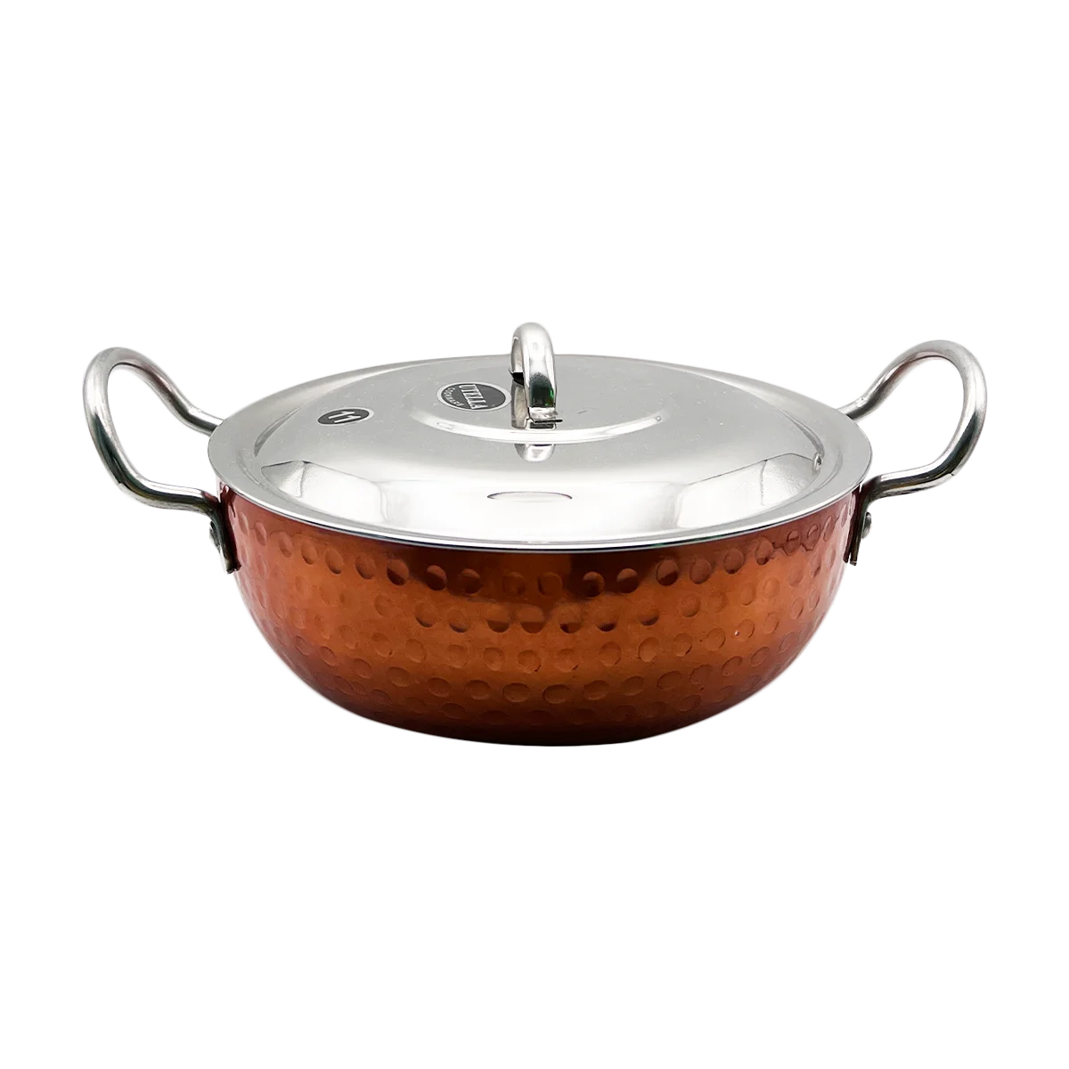 Utella - Hammered Kadahi Set Copper with Lid Size 11 | 1 Each