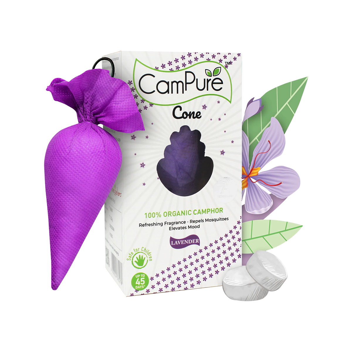 Mangalam - CamPure Camphor Cone Lavender | 60g