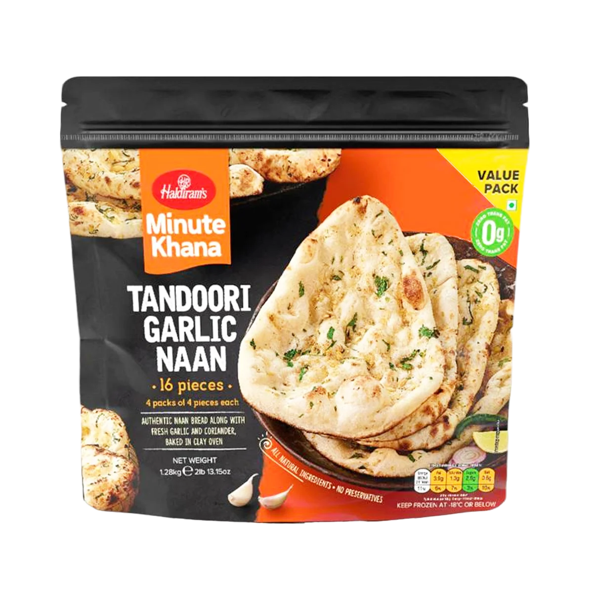 Haldiram's - Tandoori Garlic Naan 1.28kg | 16 Pcs