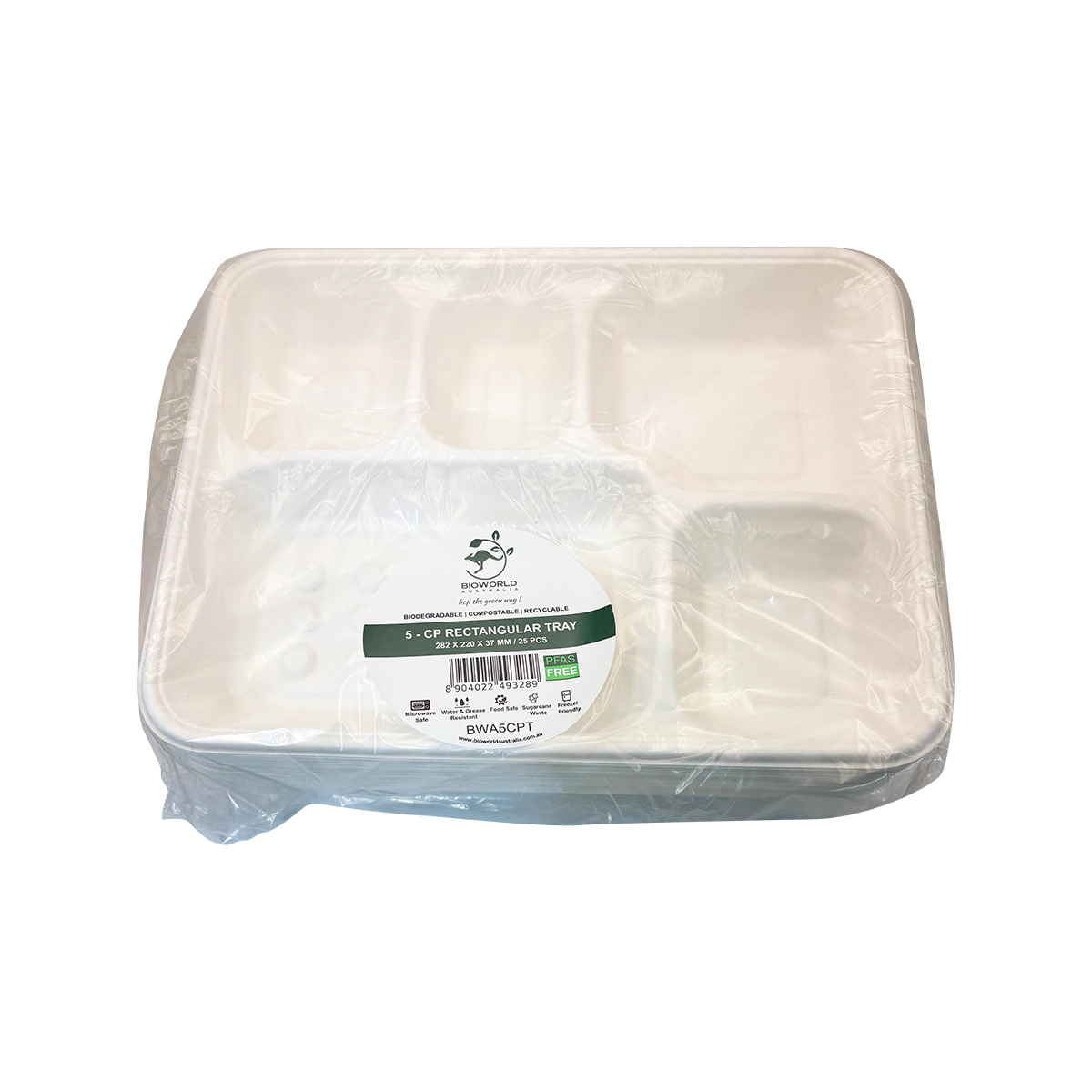 Bio - Biodegradable 5 Compartment Tray Plate | 25 Pack