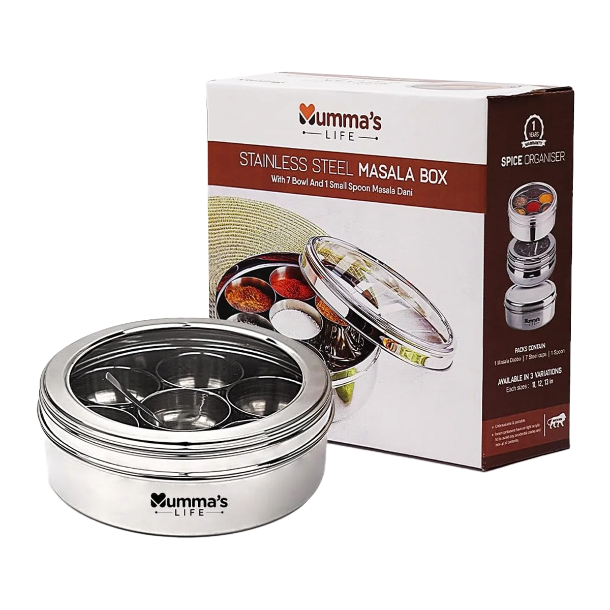 Mummas Life - Stainless Steel Masala Box | 1 Pack