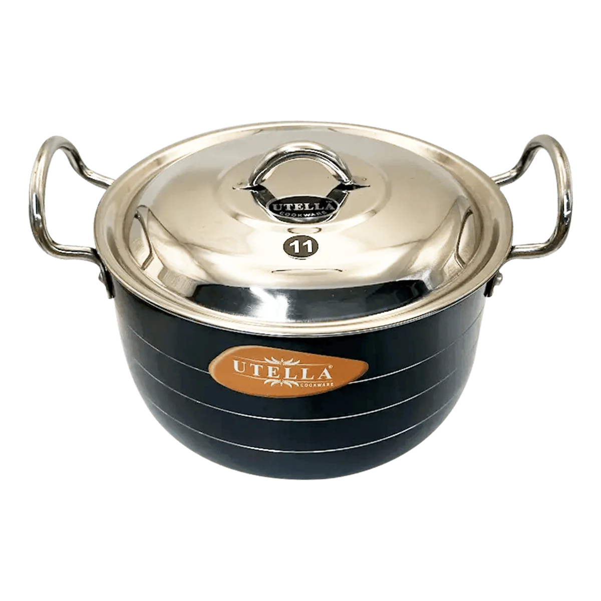Utella - Non Stick Black Saucepot with Lid Size 3 | 1 Each