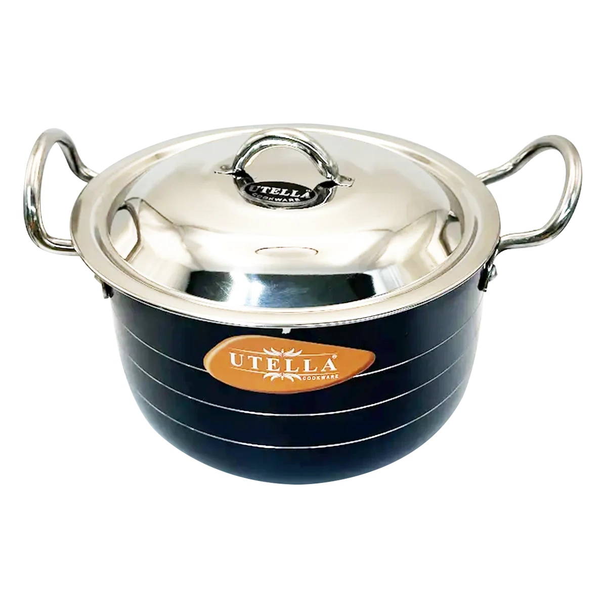 Utella - Non Stick Black Saucepot with Lid Size 2 | 1 Each