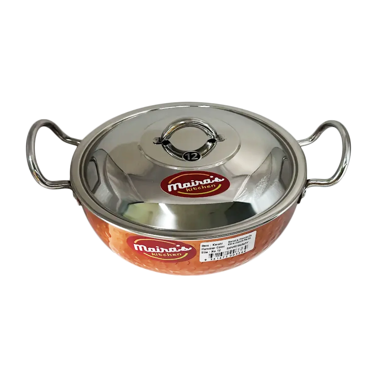 Maira's Kitchen - Hammered Kadhai Copper Color Size 12 | 1 Each