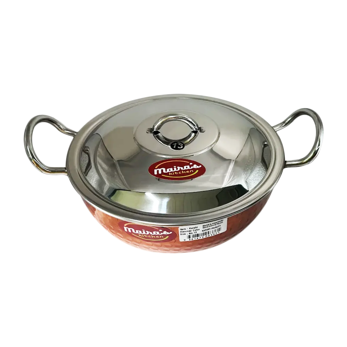 Maira's Kitchen - Hammered Kadhai Copper Color Size 13 | 1 Each