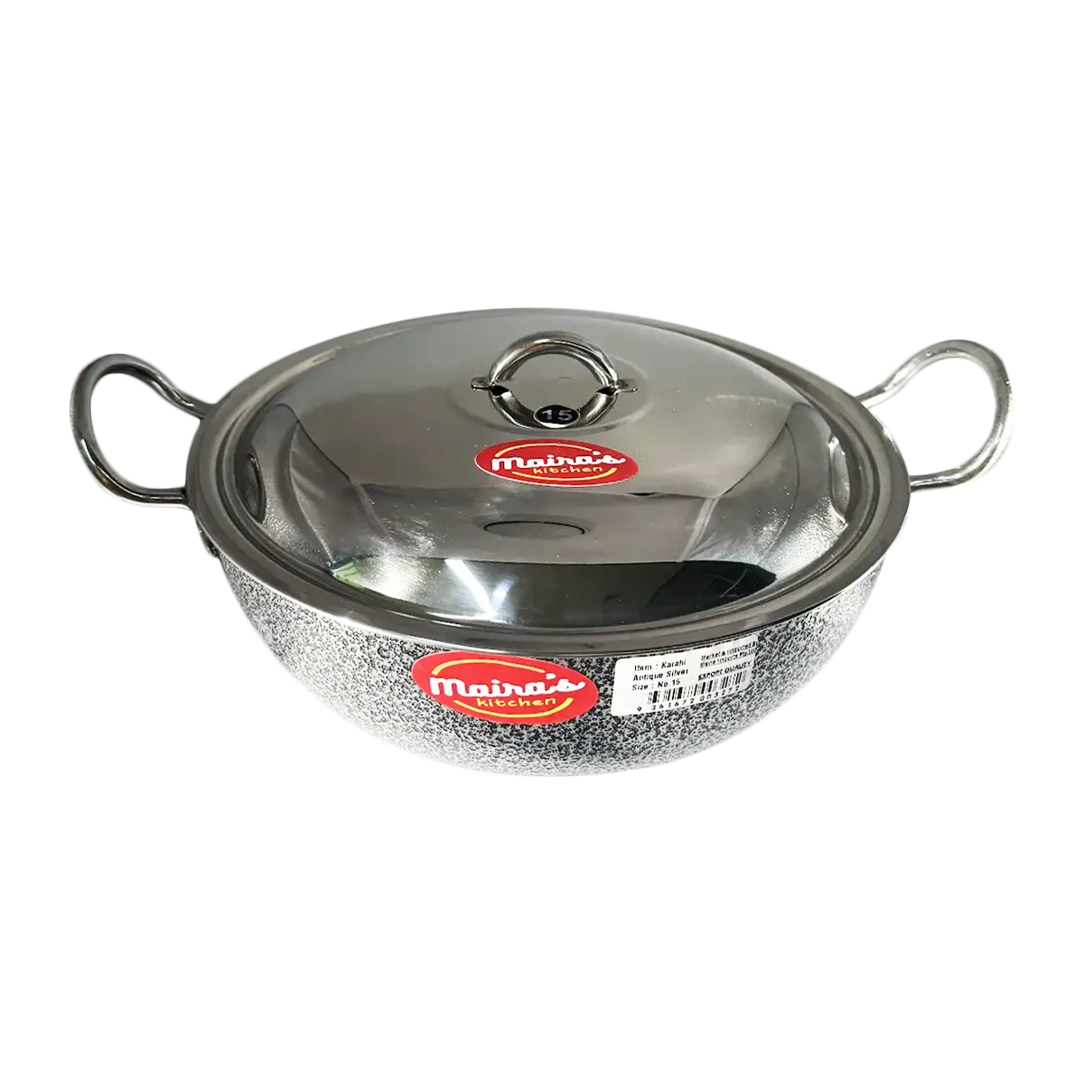Maira's Kitchen - Kadhai Black and Silver Size 15 | 1 Each