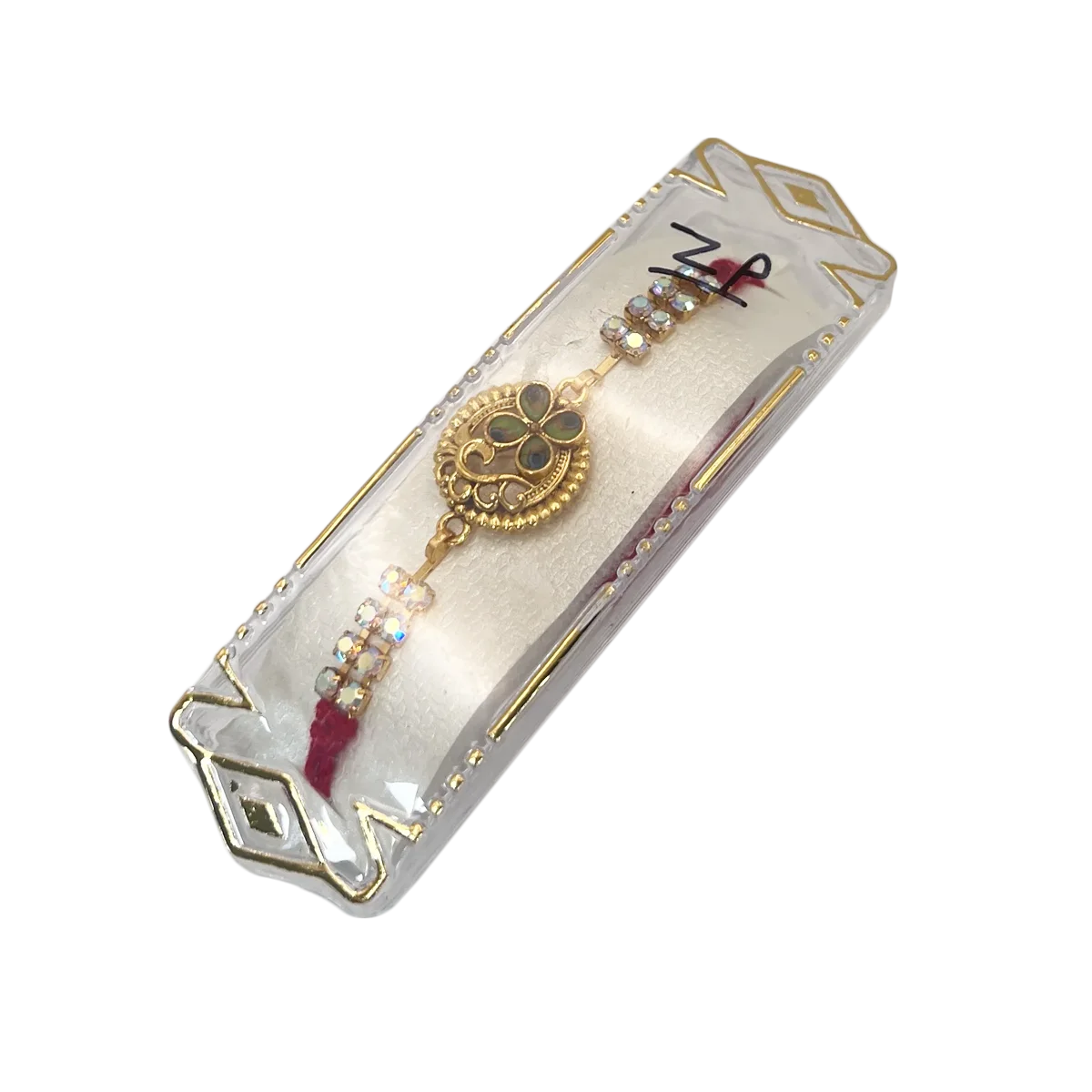 Grocerz - Four Leaf Clover Crystal Rakhi with Red Thread ZP02 | 1 Each