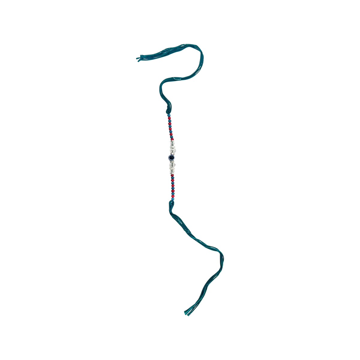 Grocerz - Handmade Beaded Evil Eye Rakhi Teal Thread XM01 Loose | 1 Each