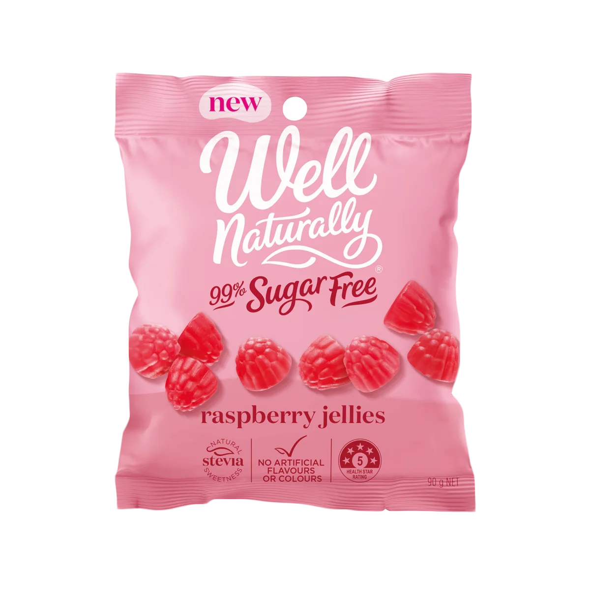 Well Naturally - 99% Sugar Free Raspberry Jellies | 90g